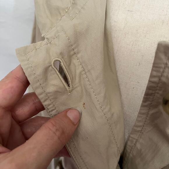 Loft Ruffle Waist Trench Womens Coat Sz S Cottage Boho Romantic Preppy Workwear - Picture 8 of 13